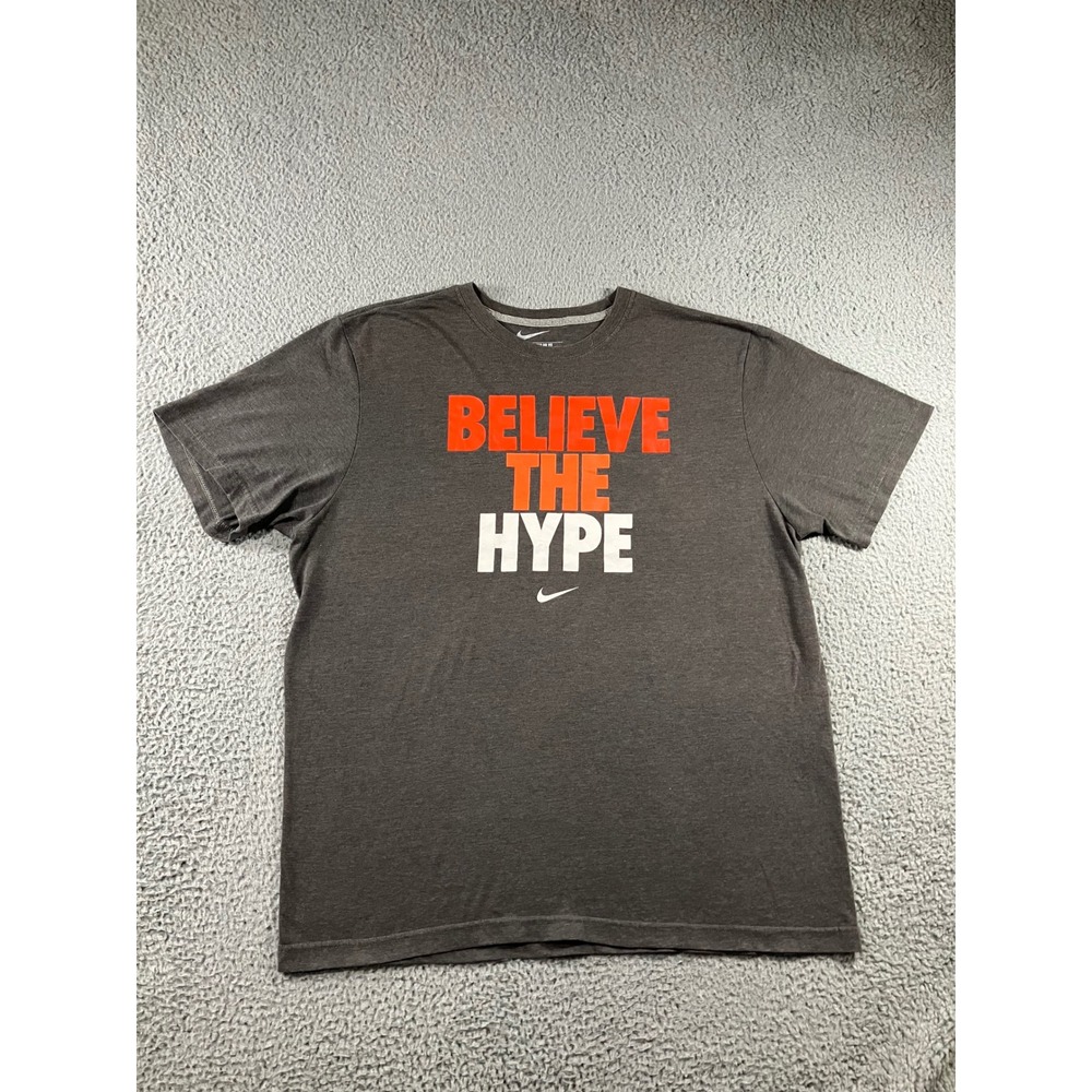 Nike Graphic T-Shirt Mens XXL Charcoal Believe The Hype Regular Fit Swoosh Tee
